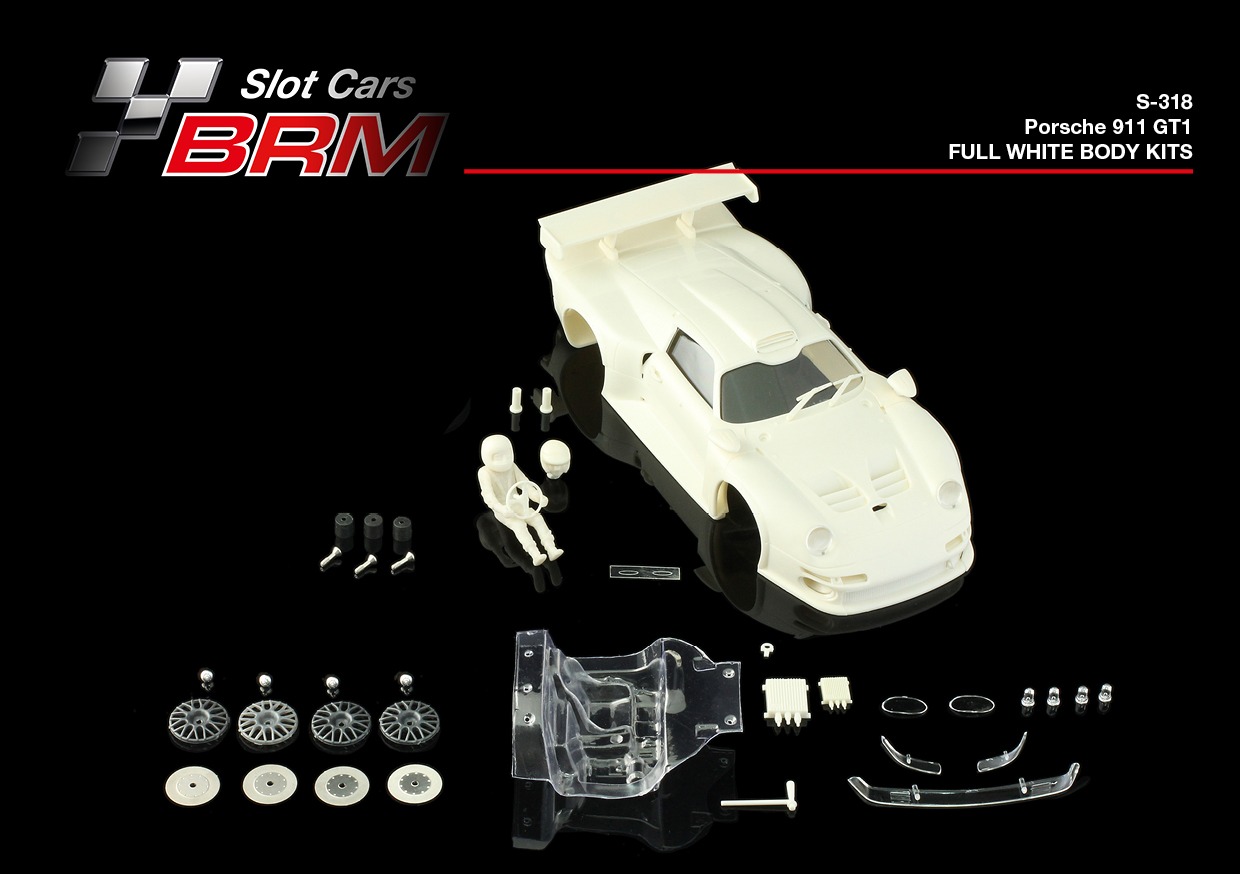 BRM047-K2 Porsche 911 GT1-96 White Kit 1:24th scale with all new metal chassis.